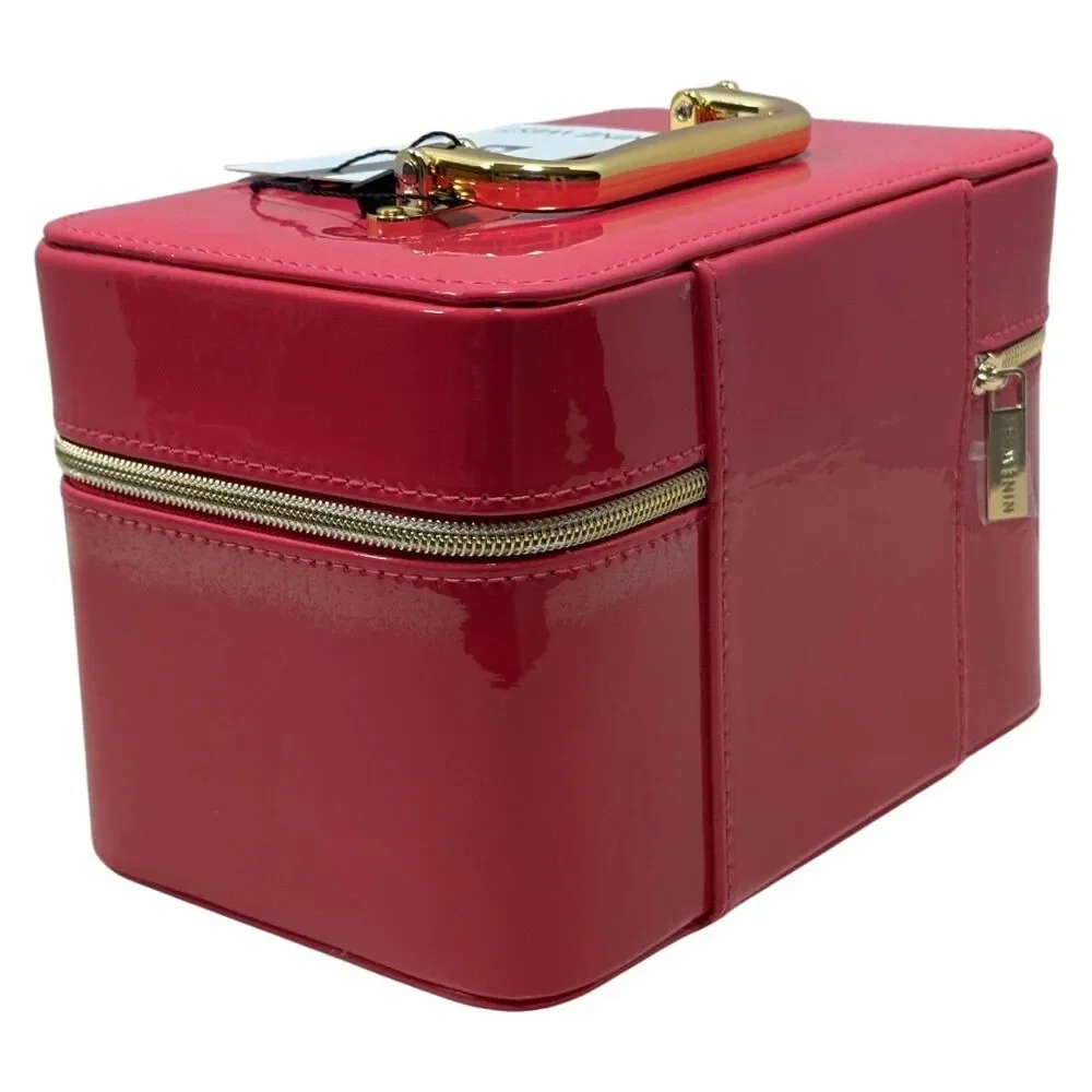 Nine West Jewelry Case Travel Organizer Pink Patent Leather Zip Box New